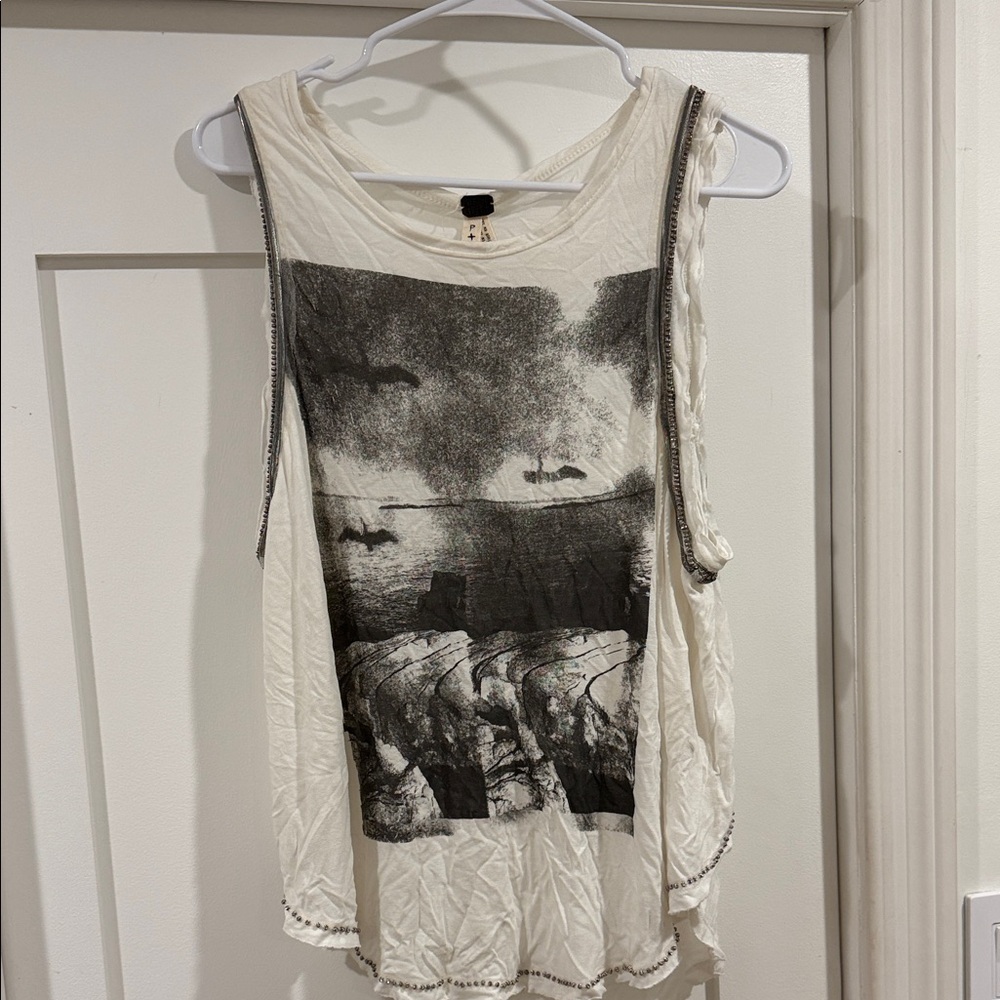 We The Free Cream Graphic Tank Top